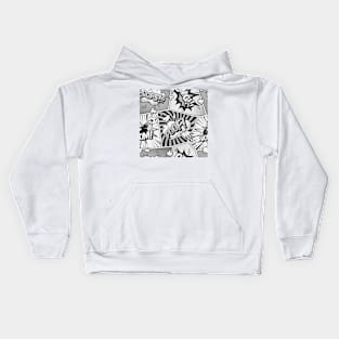 Black and White Comic Book Word Art Collage Kids Hoodie